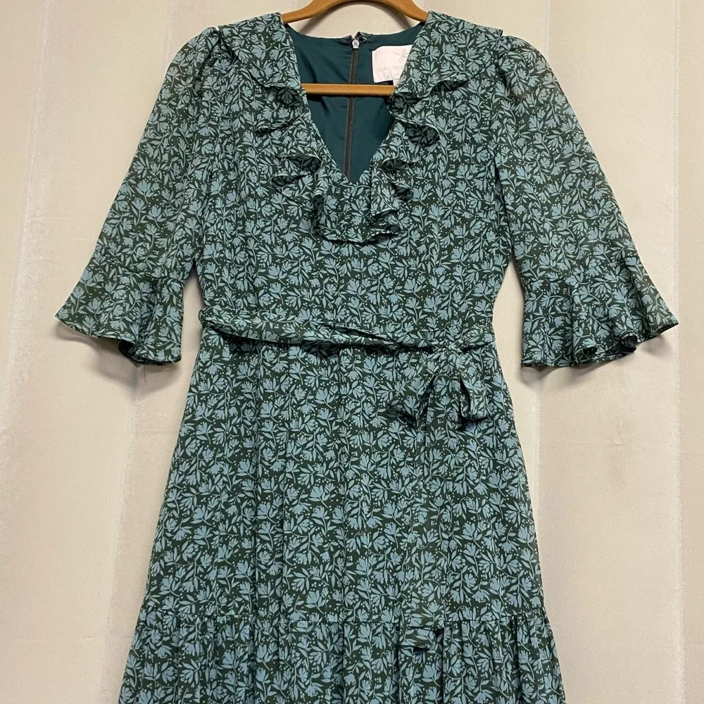 Gal Meets Glam Women’s Roberta Dress Size 2 Ruffled Maxi Cottagecore Prairie